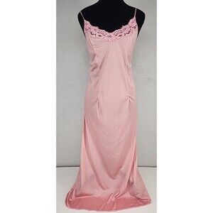 Vtg Vanity Fair M | Pink Satin Lace Slip Dress Chemise Soft Angel Romantic Fem
